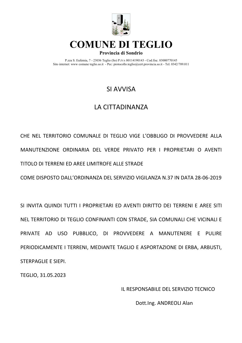 MANUTENZIONE AREE VERDI